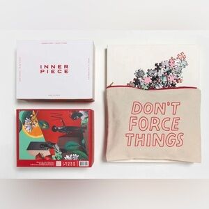 'Don't Force Things' Puzzle Bag & Puzzle Set - Red & Cream